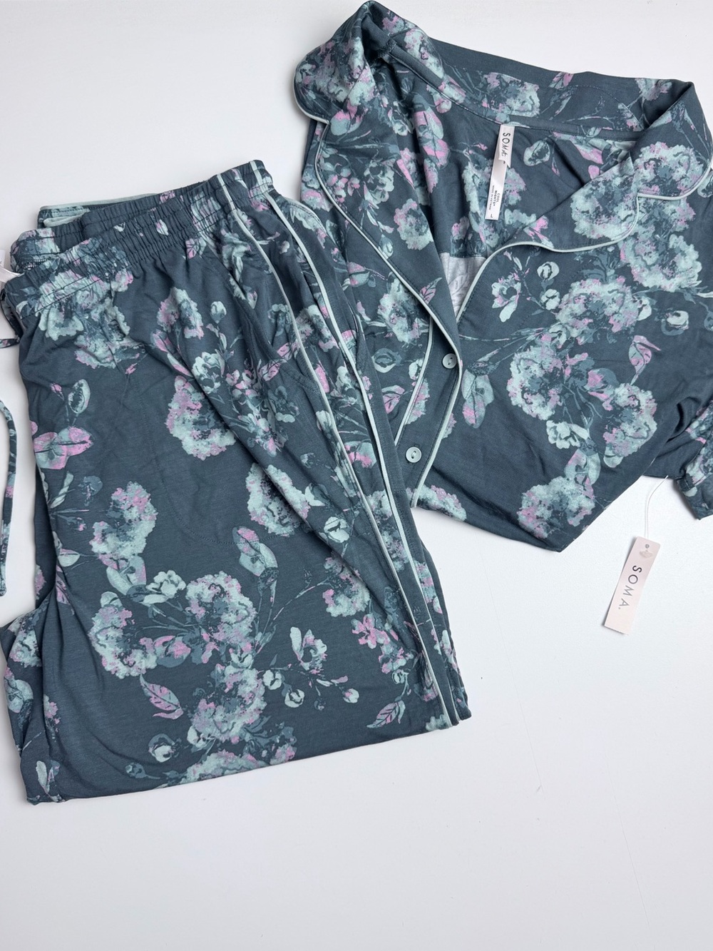 Soma Cool Nights Cropped Pajama Set Short Sleeve Bundle of 2 NWT Size Large - Picture 7 of 15